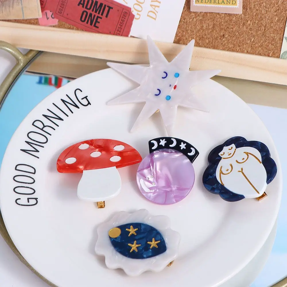 New Headwear Fairy Tale Hairpins Hair Side Clips Magic Ball Acetate Hair Clips Mushroom Korean Duckbill Clips Women Hairpins