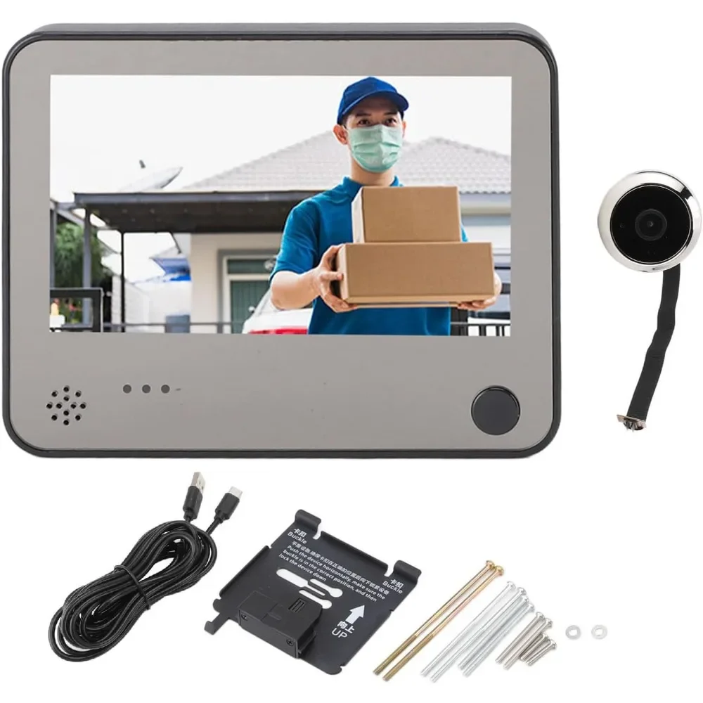 

Door Peephole Camera with 4.3Inch Display, 8 to 12 Months Long Standby Time, Display Night Vision Real Time Video Recording
