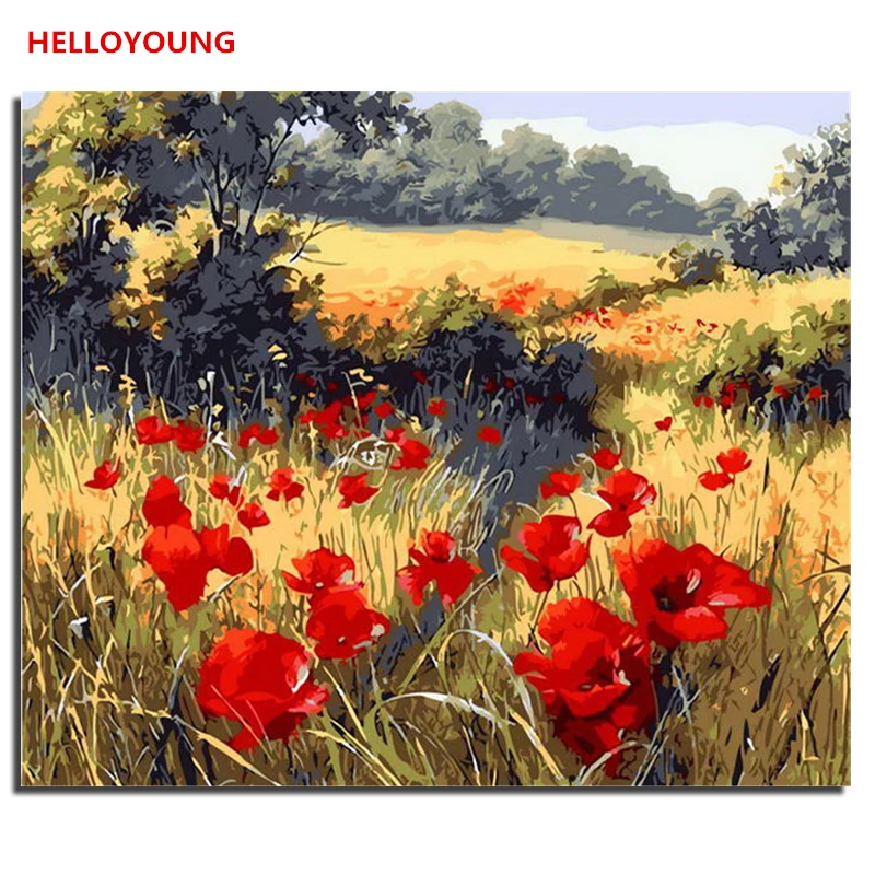 

Flower Fields DIY Handpainted Oil Painting Digital Painting by numbers oil paintings chinese scroll paintings Home Decoration