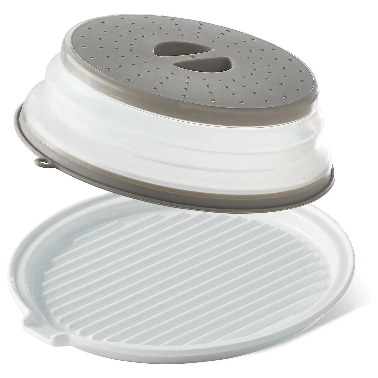 Microwave Splatter Cover Vented for Food, Splatter Guard & Colander Kitchen Gadget for Fruit Vegetables Microwave Plate Cover with Hook Hole,Dishwasher-Safe,BPA-Free Silicone & Plastic (1 Pack)
