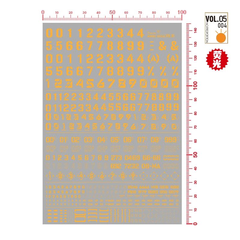 HOBBY MIO VOL5 Model Decals Digital Symbol Water Transfer Stickers Fluorescent Type For Model Hobby DIY Tools 1/100 1/144