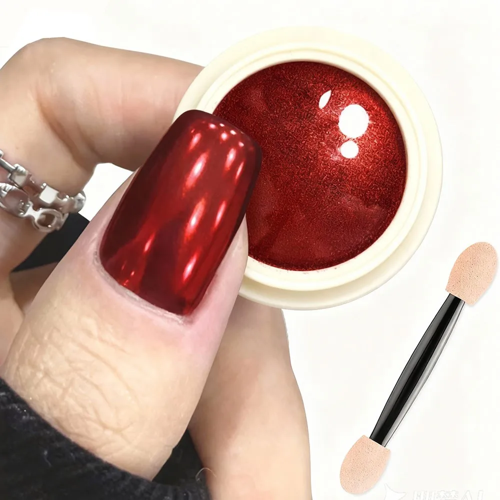 

1 баночка, рождественское металлическое волшебное зеркало, красный хромированный порошок для ногтей, 0,3 грамма, голографический глазурованный УФ-гель для ногтей, пигмент для маникюра, растирание пыли