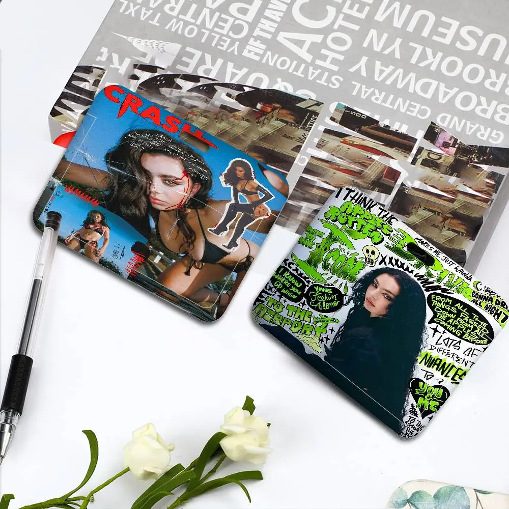 

Singer Charli XCX Badge Holder Lanyards Keychain Women New Cartoon Card Holders Neck Straps Student Credential for Gift