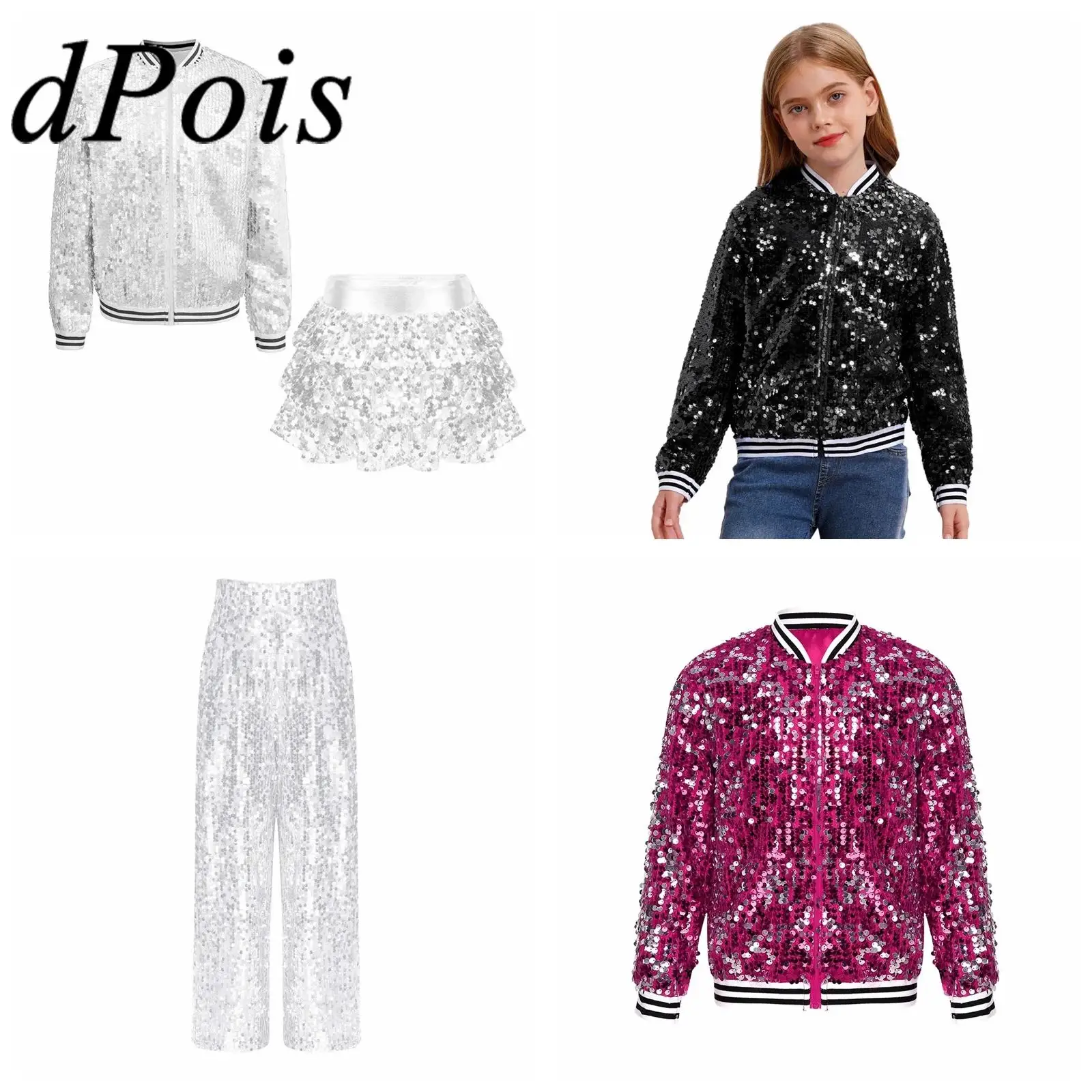 أطفال بنات ملابس رقص الجاز الشارع الشهير ملابس للحفلات مجموعات تشايلدز مطرزة وتتسابق تشايلدز سترات للعبة البيسبول الهيب هوب ازياء #1