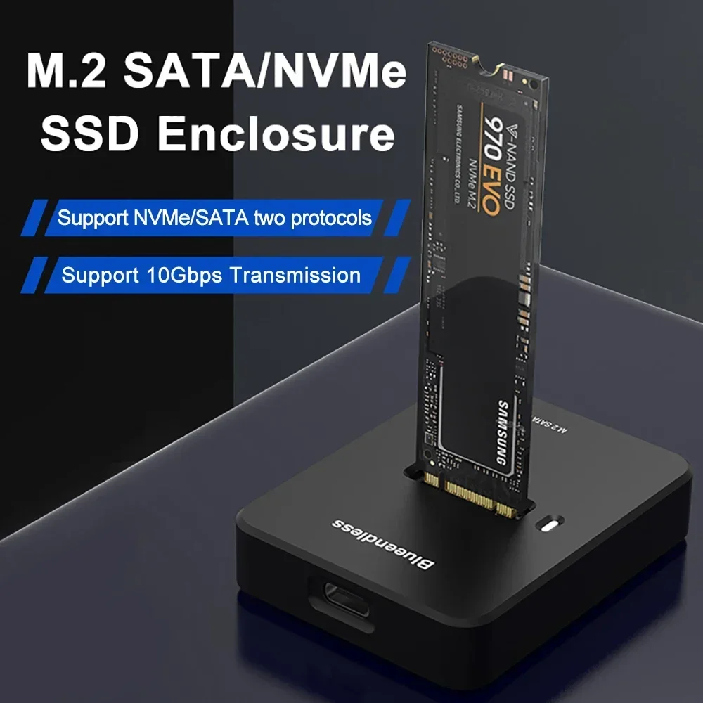 Çift Protokol M.2 SSD Sabit Disk SATA NVMe Muhafaza Kutusu 10 Gbps Okuma Yazma Hızı SSD Durumda Harici Taşınabilir Sabit Disk Tabanı