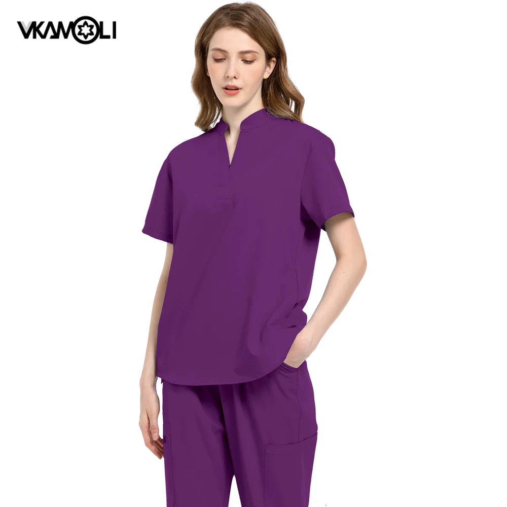 Standing collar surgical tops and pants operating room work clothes scrub sets Beauty salon dental oral female work uniforms