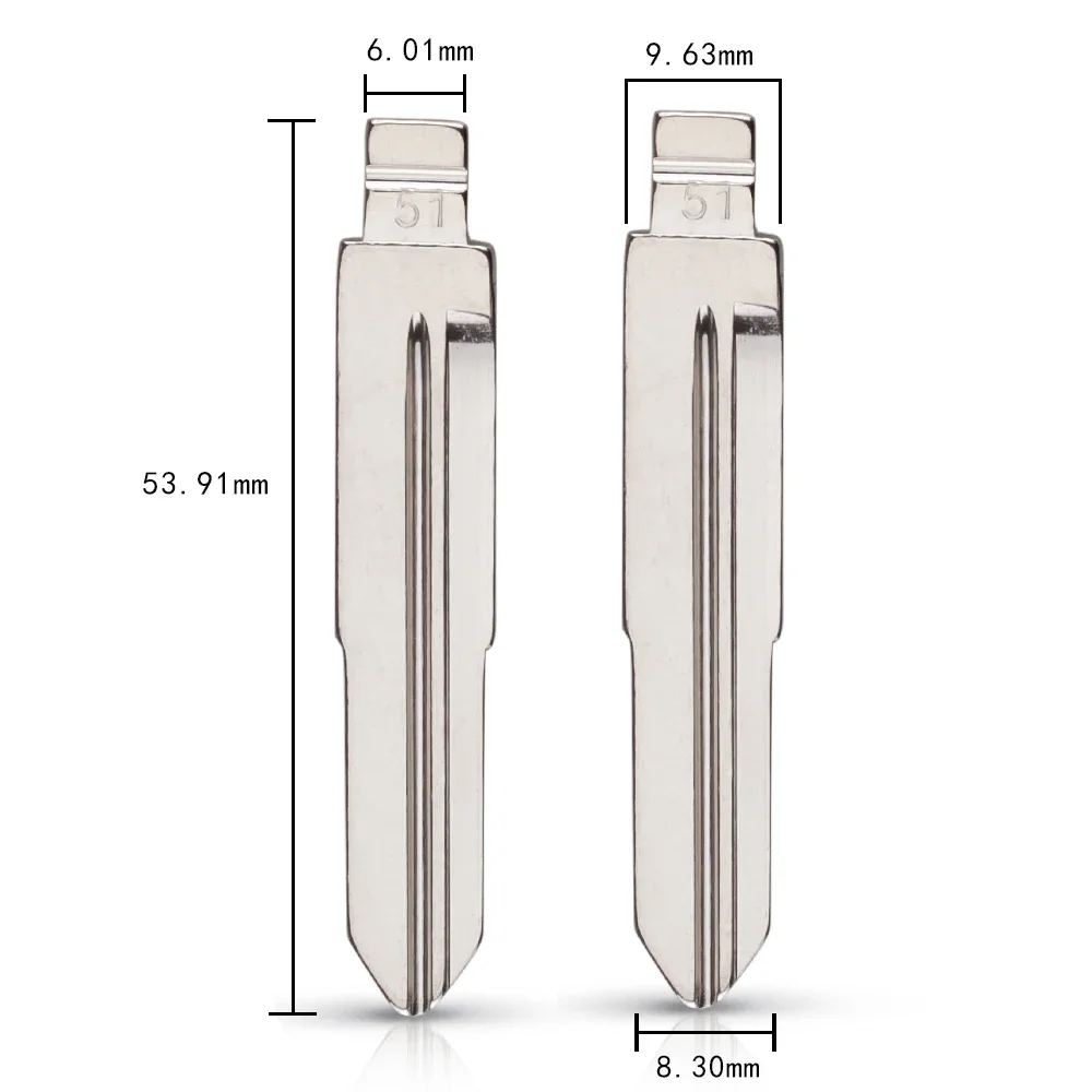 KEYYOU 10 stks/partij Metalen Blank Ongecensureerd Flip KD VVDI Remote Key Blade Type #51 voor Chery A5 A3 Tiggo