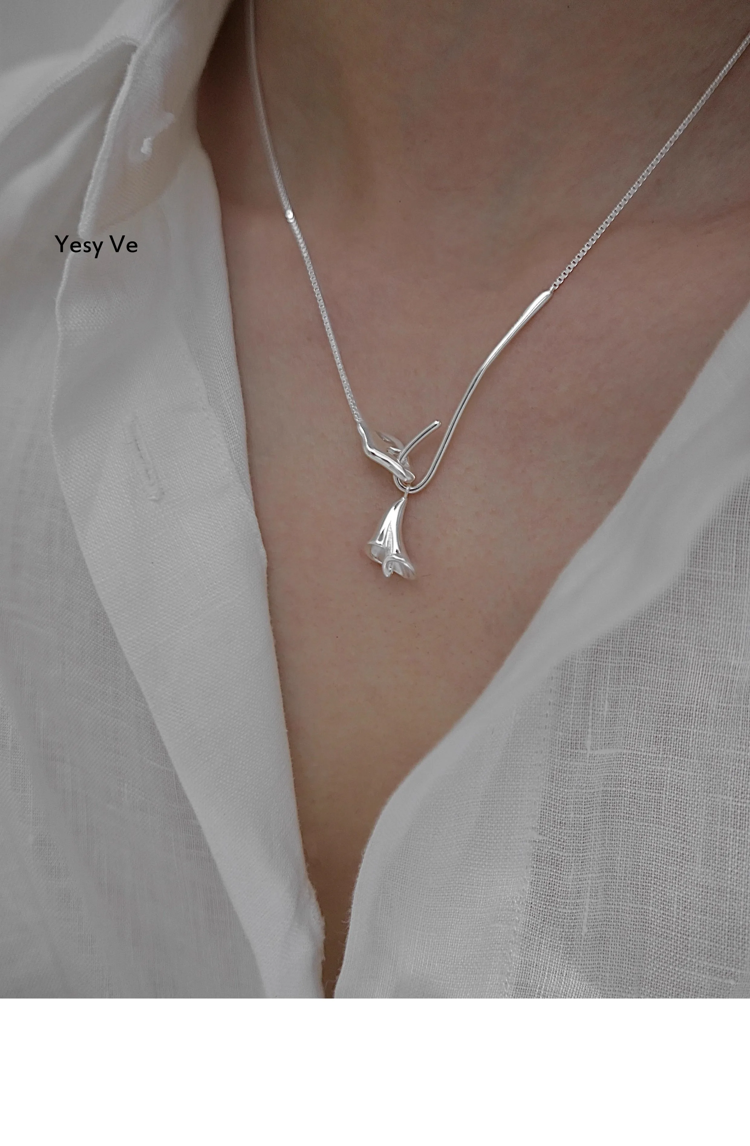 Yesy Ve Women Calla Lily Necklace 925 Silver 100% Silver Anti-Allergy New Arrival