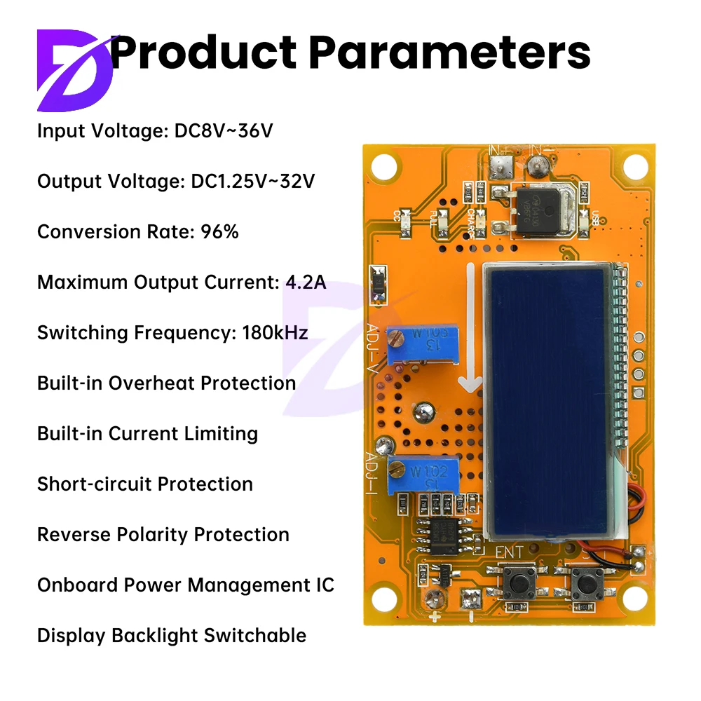 DC-DC 8v-36v a 1.25v-32v 4.2a display digital ajustável de alta potência step-down módulo de alimentação tela lcd de corrente de tensão constante
