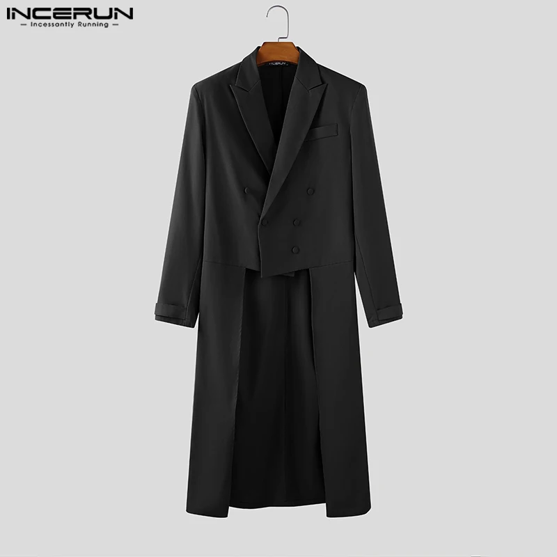 

INCERUN Men Irregular Blazer Lapel Long Sleeve Solid Color Elegant Casual Male Suit Double Breasted Fashion Streetwear Blazer