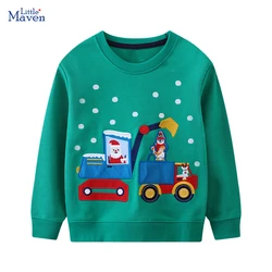 Little maven autunno neonati maschi vestiti di natale top abbigliamento per bambini ricamo cartone animato escavatore felpe di babbo natale