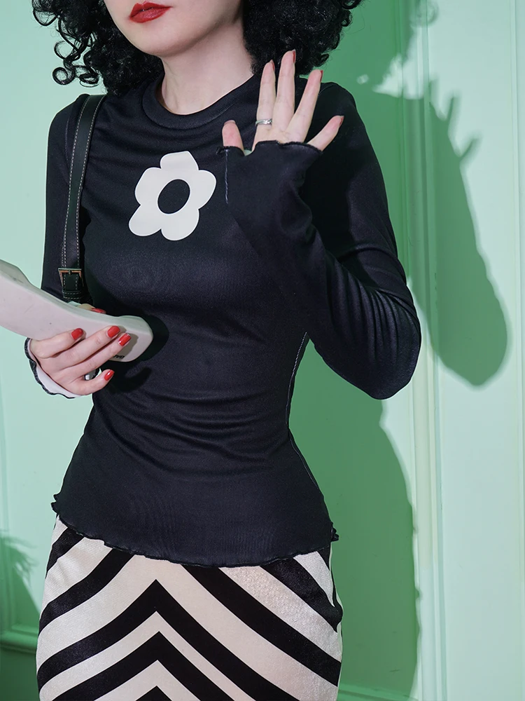 

Новинка ранней осени 2025: Женская футболка с круглым вырезом и длинным рукавом, базовая, повседневная, приталенная, из полиэстера и спандекса