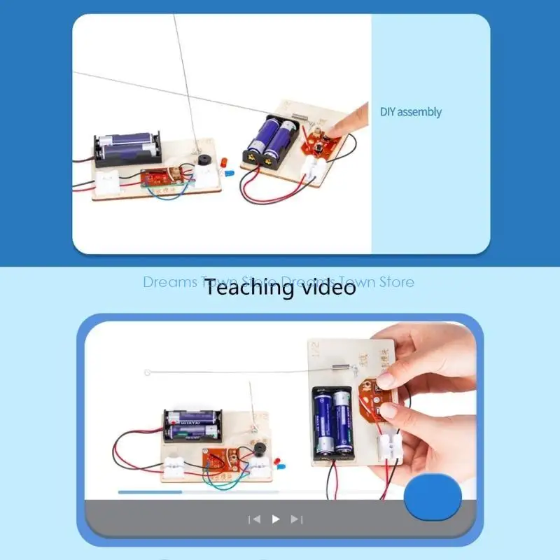 HX6A DIY Wireless Transmitter Experiment Kits Wooden Physics Model Assemble Kits for Student Teaching Learning Stem Project