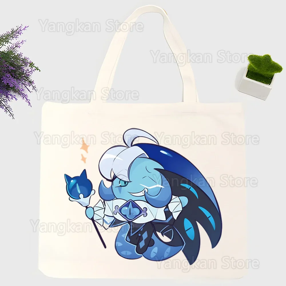 Shadow Milk Cookie Shopper Bags for Women Resuable Tote Bag Harajuku Large Capacity Shopping Bag Anime Printing