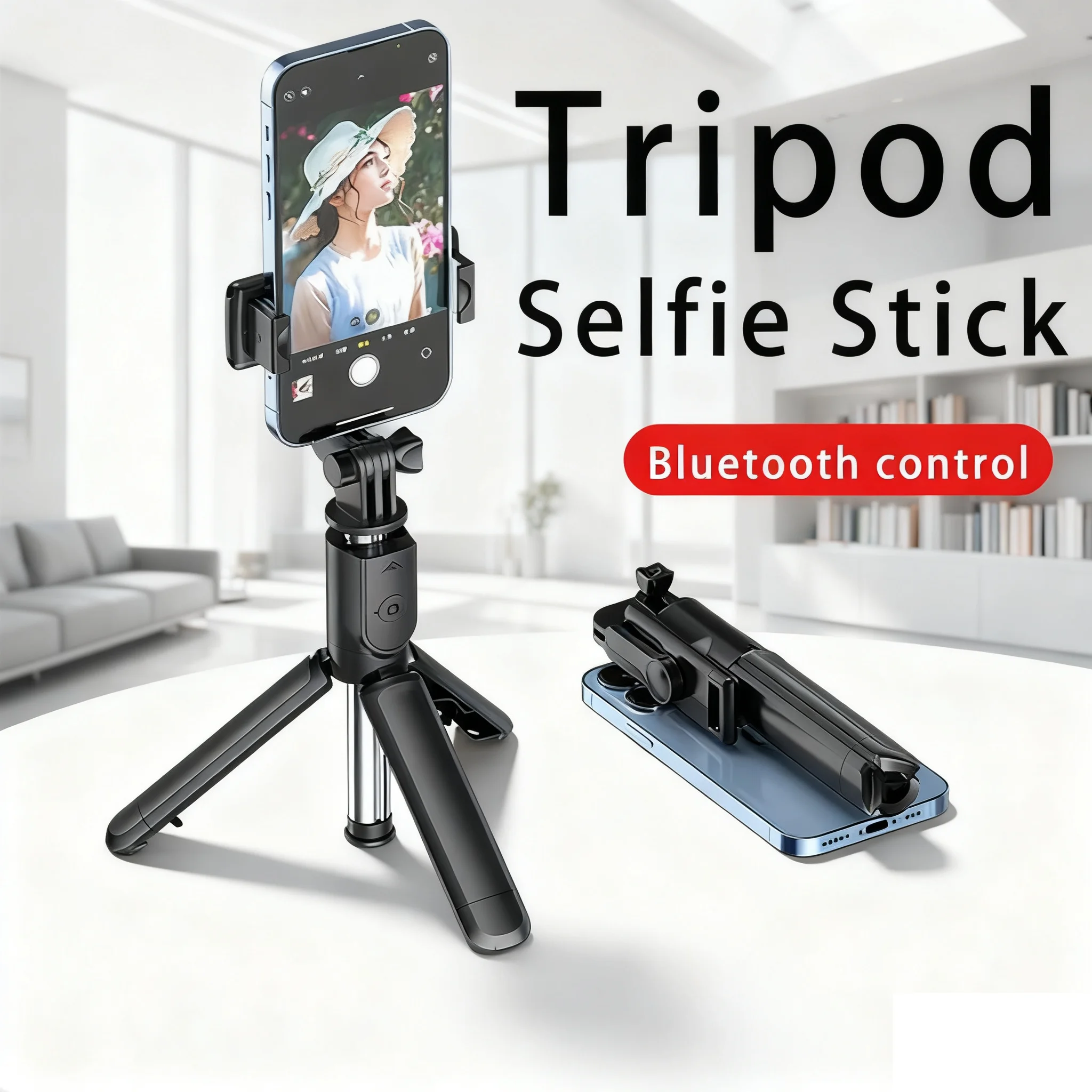 عصا سيلفي لاسلكية جديدة لعام 2025 للهواتف الذكية مع جهاز تحكم عن بعد بلوتوث، حامل قابل للطي لسجل تصوير مدونة الفيديو للهاتف #2