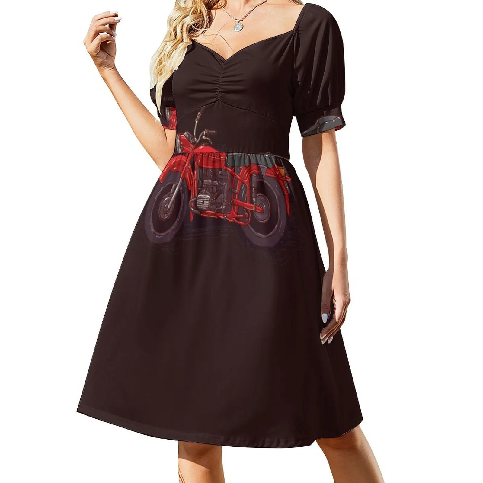 

red vintage motorcycle Short-Sleeved Dress long sleeve dress dresses for official occasions