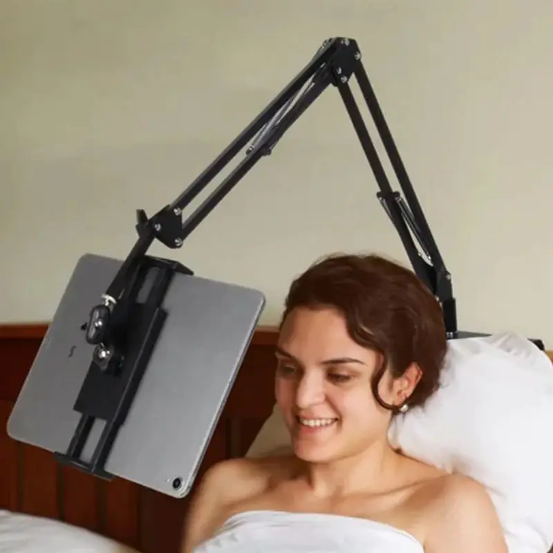 Soporte retráctil oculto para teléfono y tableta, base giratoria de 360 ° para cama, escritorio, voladizo de Metal