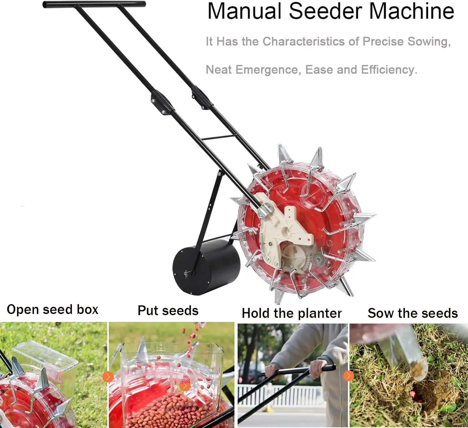 Hand Seed Spreader, Handheld Seeding Machine, Hand-Push Roller Seeder, Seeds Dispenser Spreaders, Corn Seed Planter Tool