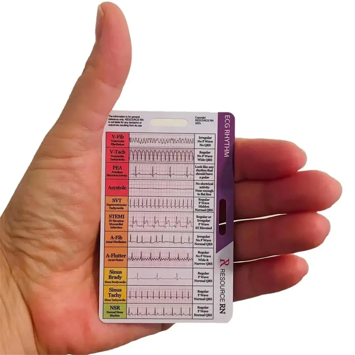 A002 ECG/EKG Rhythm Pocket Card Acrylic 7 Step Ruler Ruler Card Portable Ecg Ekg Reference Guide Rhythms Calipers Pocket Card