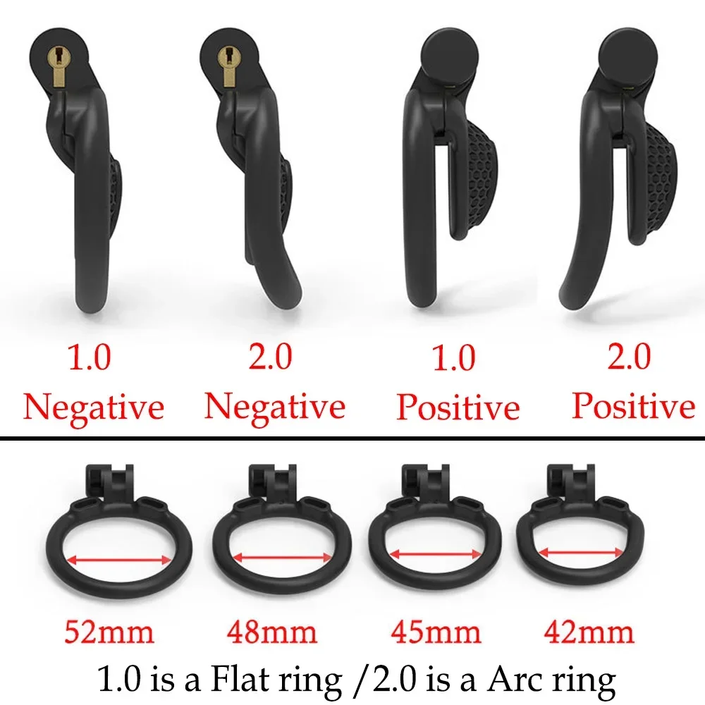 Positive/Negative Mini Cobra Chastity Cage Device with Urethral Plug and 4 Size Penis Ring Micro Cock Lock Sex Toi for Man Sissy