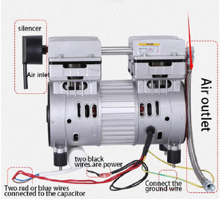 750 واط/1 حصان 8 بار ضاغط الهواء المضغوط الصامت رئيس وحدة ضاغط الهواء الخالية من الزيت 1400 دورة في الدقيقة 220 فولت 145 لتر/دقيقة