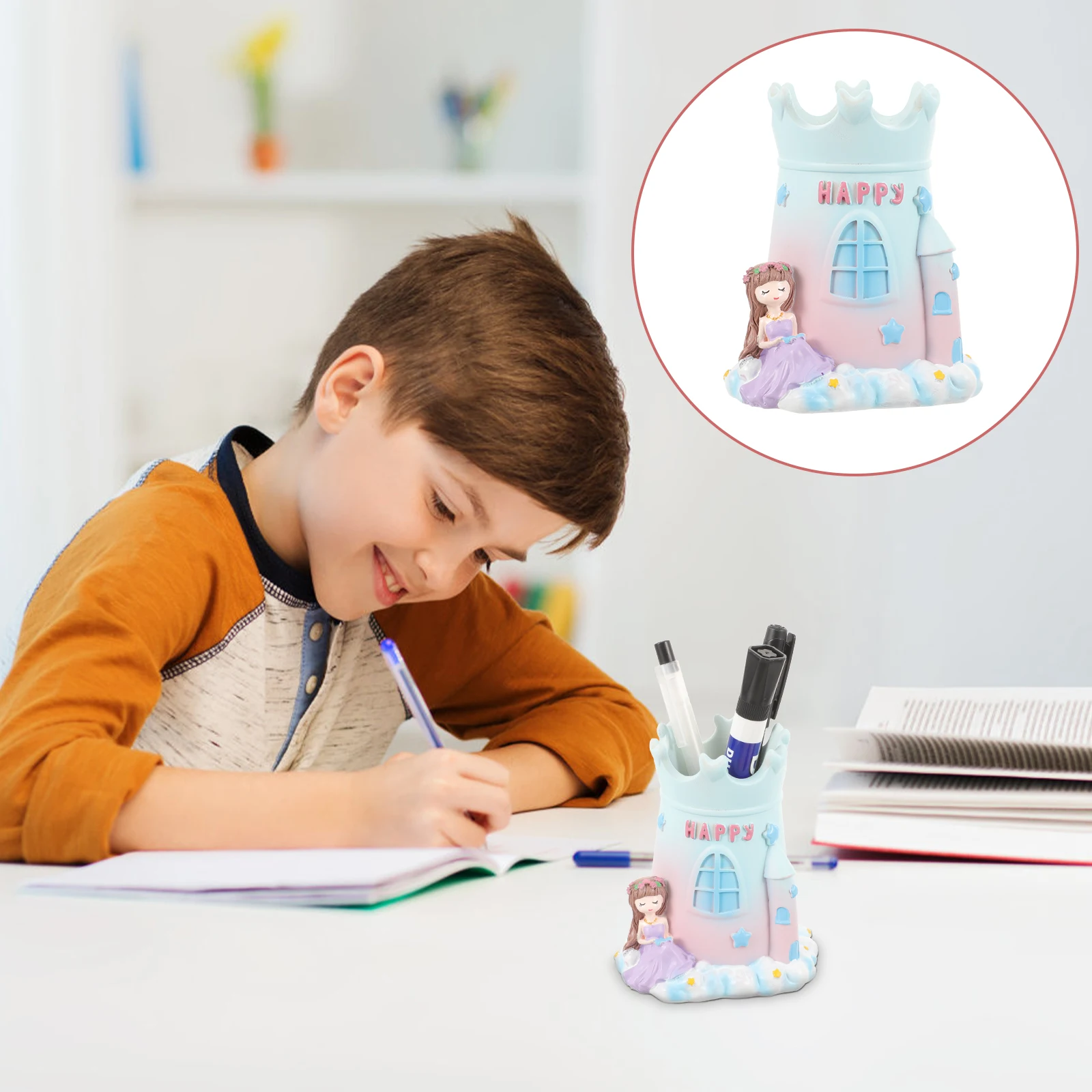 

Cartoon Resin Holder Storage Organizer Desk Pencil Cup Cup Stationery Holder For Office Home Classroom Kids Girls