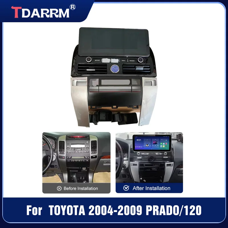 

12.3 inch Car Fascia For TOYOTA PRADO/120 2004-2009 DVD Frame Adapter Stereo Dash Head Unit Navigation Harness Panel (no screen)