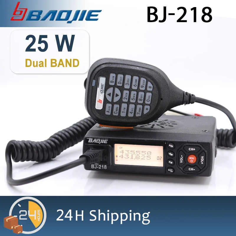 BJ-218 Professional Car Walkie Talkie 25W VHF/UHF Dual Band High Gain Long Range Communication Car Radio Mobile CB Transceiver