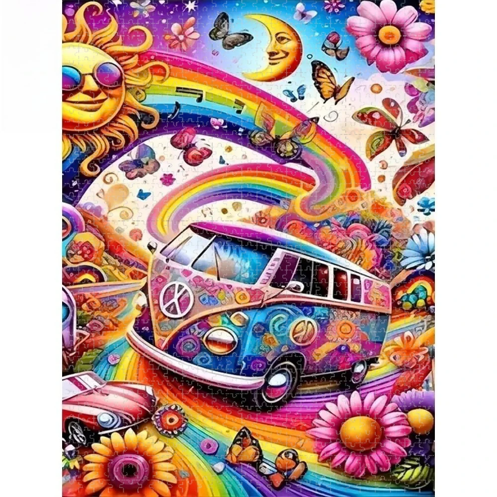 

Пазл для взрослых 75*50 см, 1000 деталей, с мультяшными машинками, антистресс, идеальный подарок на праздник, для творчества и развлечений своими руками