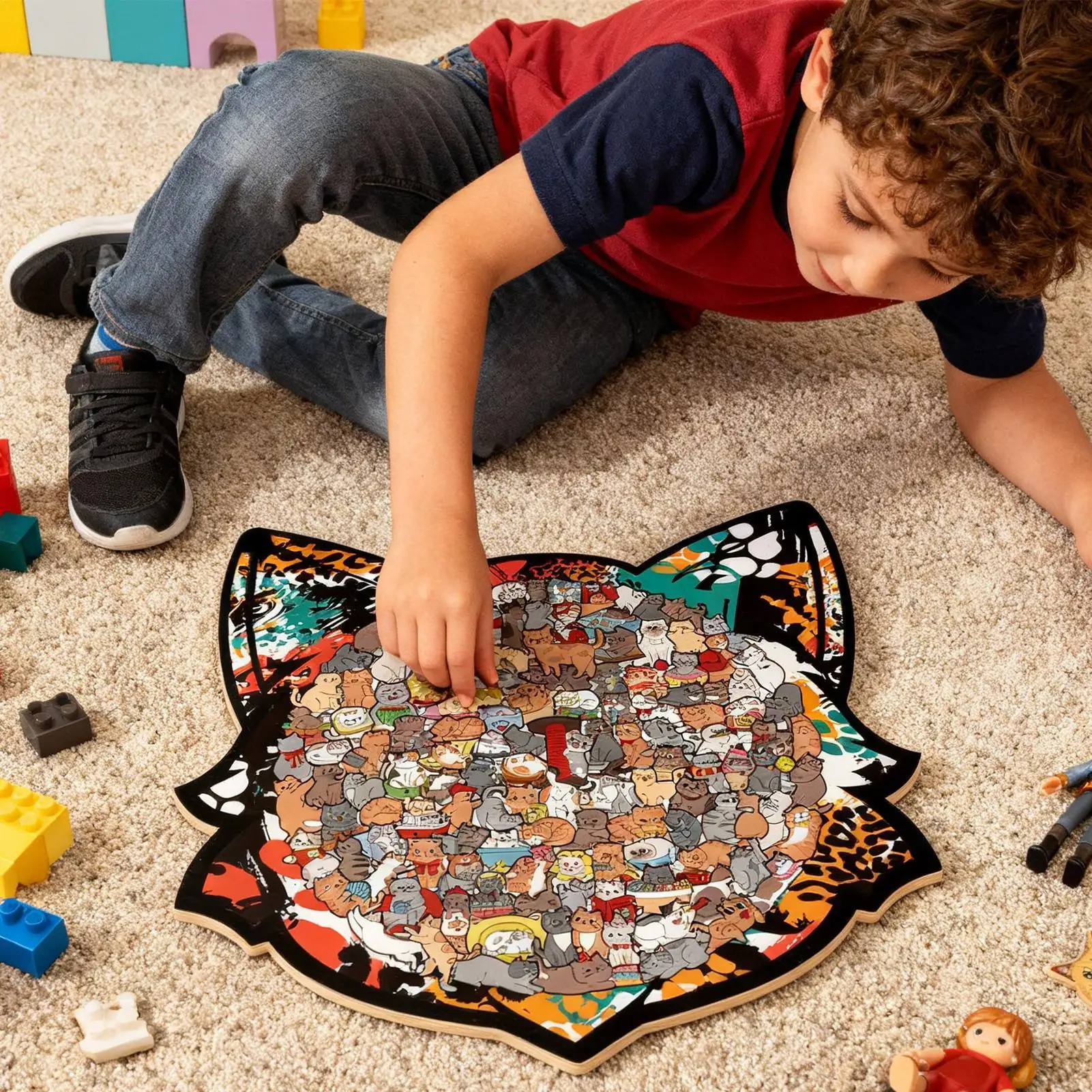 Puzzle in legno a forma di gatto Pezzi unici irregolari di puzzle Gioco Regali di Natale di compleanno per gli amanti dei gatti Decorazioni per la casa