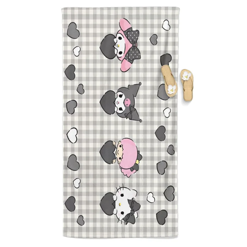 Sanrio Kawaii Olá Kitty Toalha De Praia, Absorvente de Secagem Rápida, Toalha Longa, Cotton Ins, Presente Bonito Dos Desenhos Animados, Cinnamoroll Meu Meloody