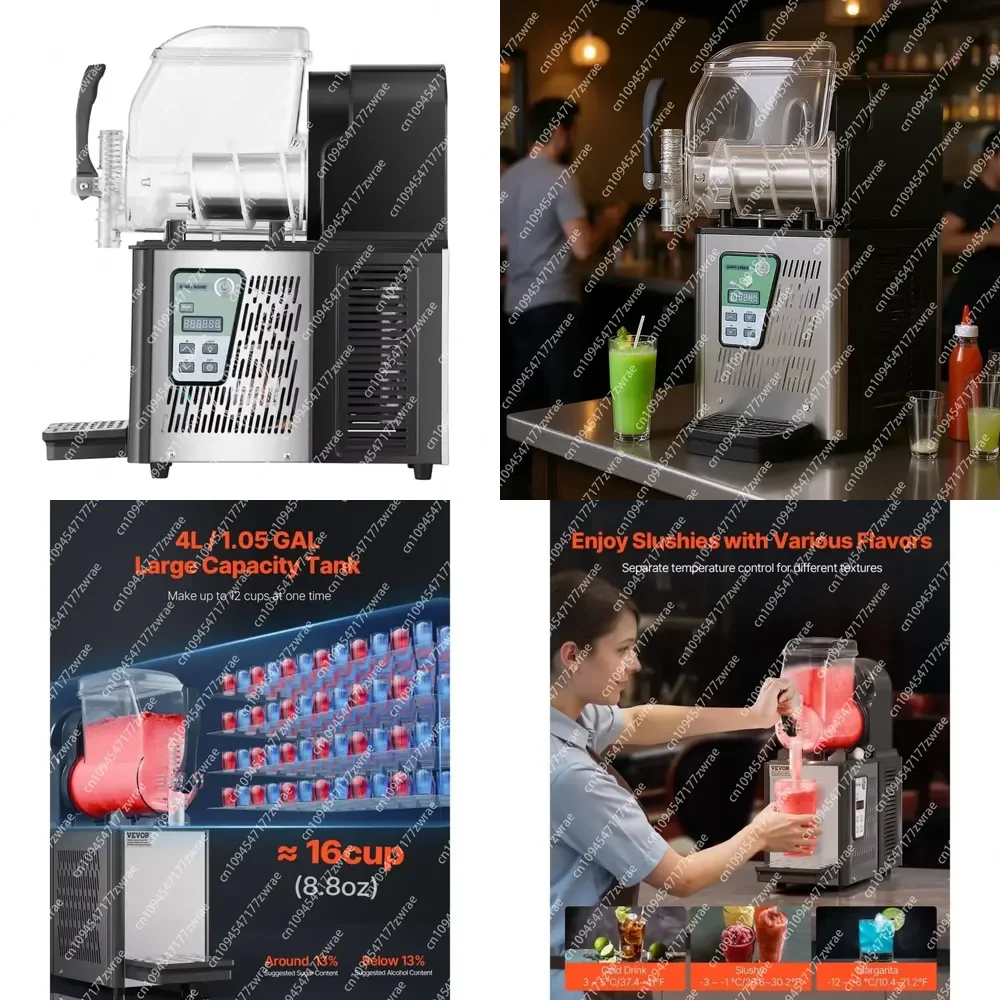 Commercial 4L Slushy Machine D0100X3EH6P Stainless Steel 2800W For Margarita Smoothie Drink