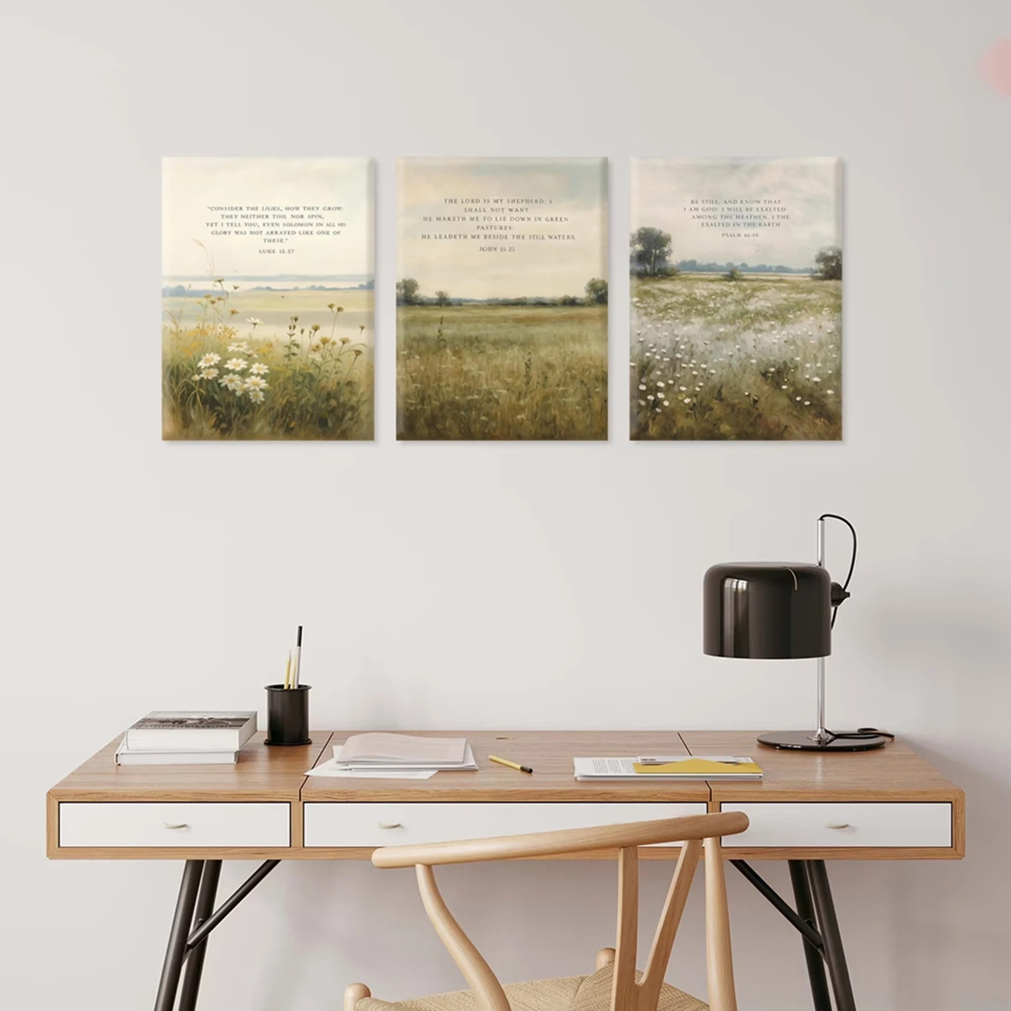 3pcs Modern Nature Peaceful Quotes, And Biblical Verses Wall Art Print Canvas Painting Poster Picture For Living Room Home Decor