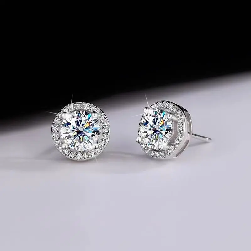 New geometric round copper earrings with platinum plating and electroplated finish for women — minimalist fashion OL style — lig