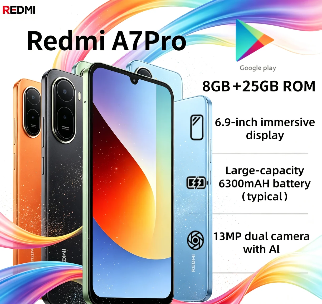 Great Demand 2026 Global Unlocked Redmi A7Pro Android Handset 8+256GB Memory 6.9