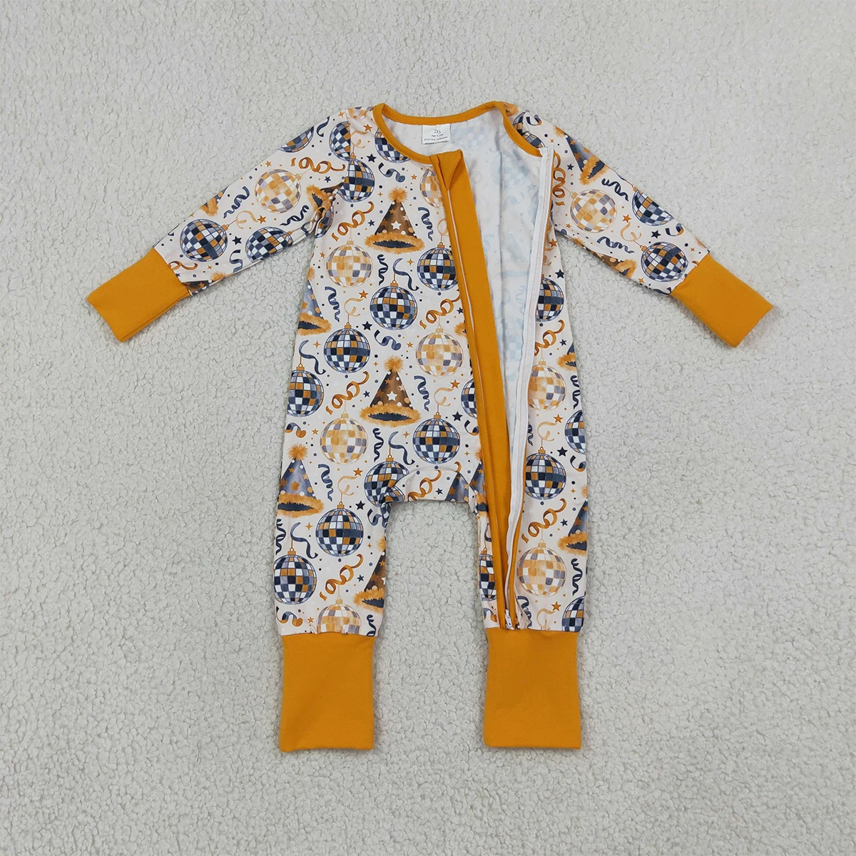 Cute Baby Girl Clothes Kids Set Stars Lights Happy New Year Ruffle Knee Length Dress Infant Blankets Children Clothing Wholesale