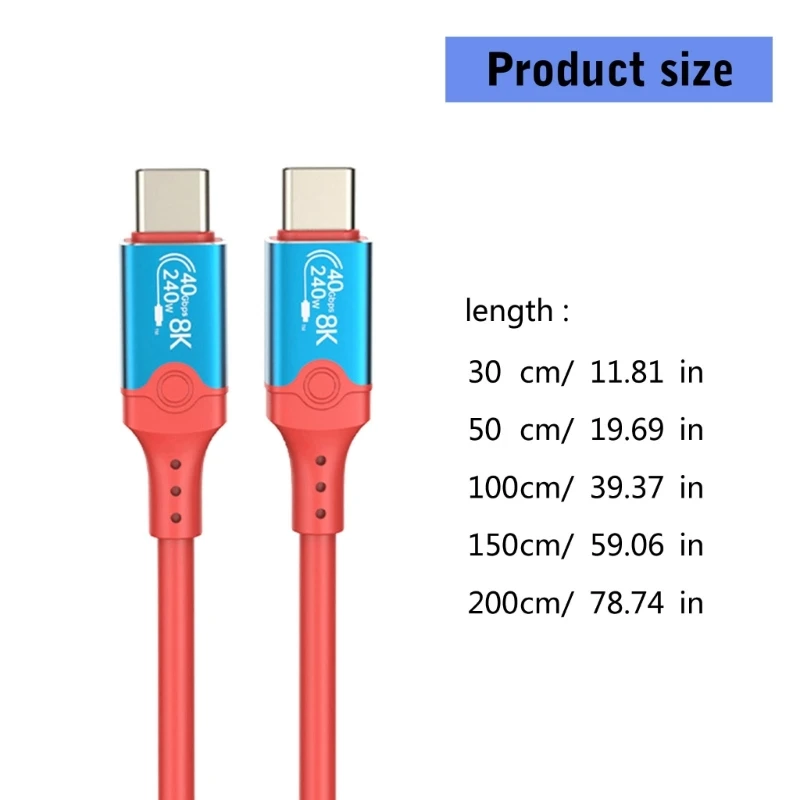 M17B USB4 40 Gbps transferência dados velocidade 240 USB C para USB C carregamento rápido 8K @ 60Hz