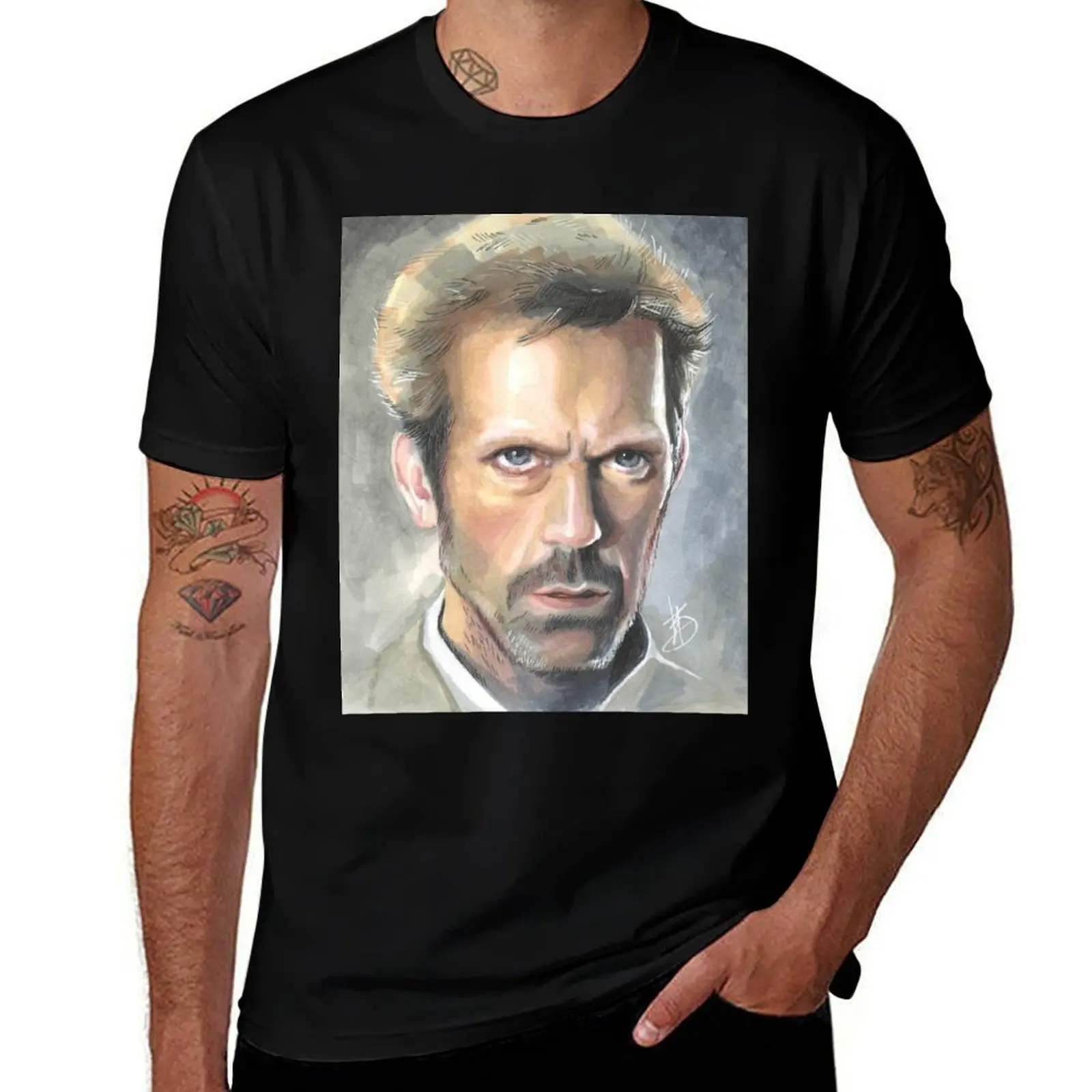 House, M.D. Hugh Laurie color portrait with markers T-Shirt Summer Holiday T-Shirt
