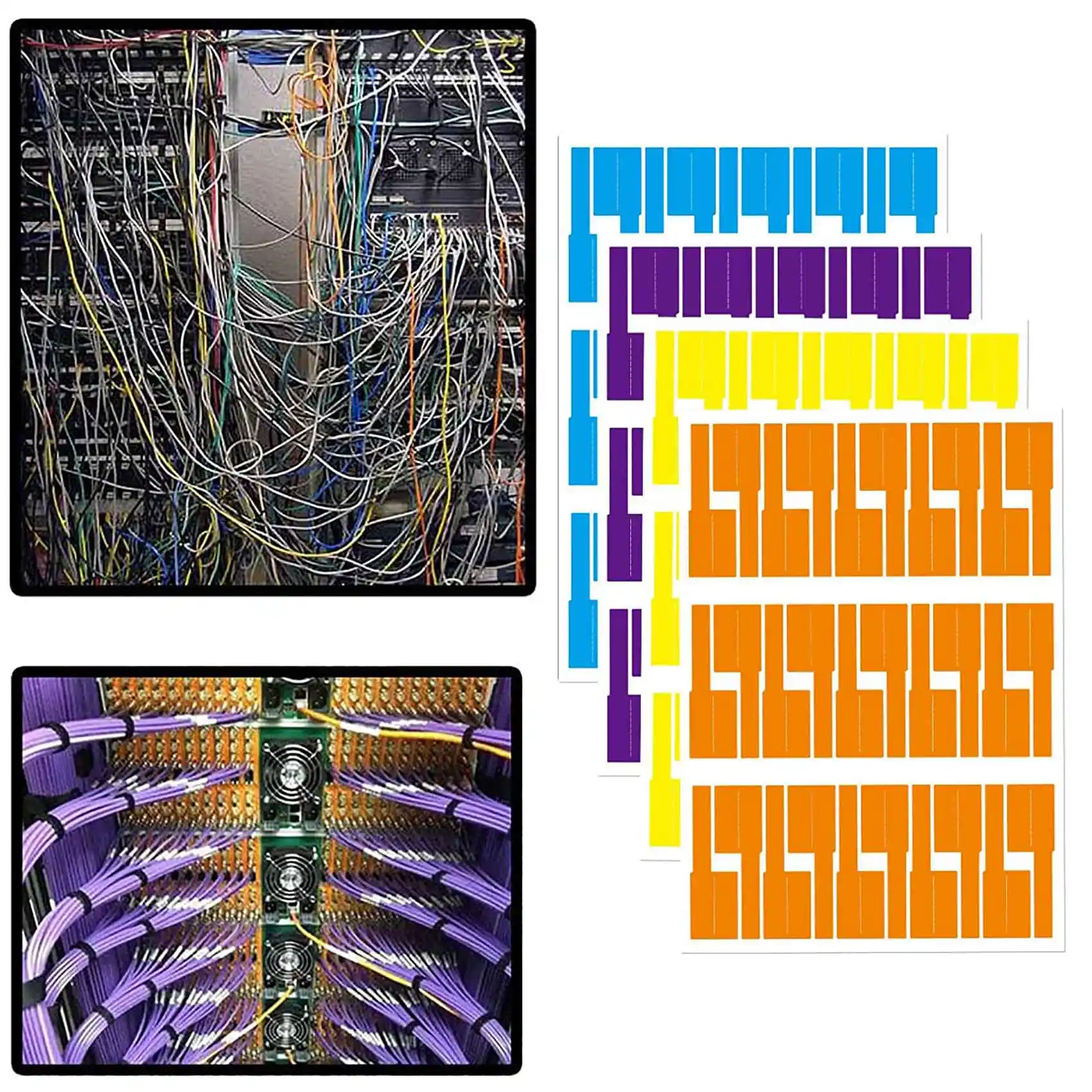 Efficientt-480Pcs ケーブルラベル カラフルな防水コードラベル ステッカー 破れにくい 柔軟な作品コード識別ラベル