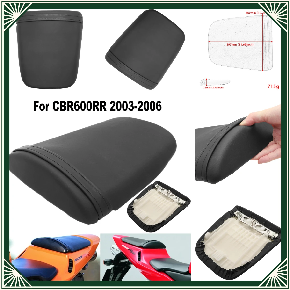 Motorcycle For Honda CBR600RR 2003 2004 2005 2006 Passenger Seat Rear Seat Assy Pillion CBR 600RR PC37 Seat Cushion
