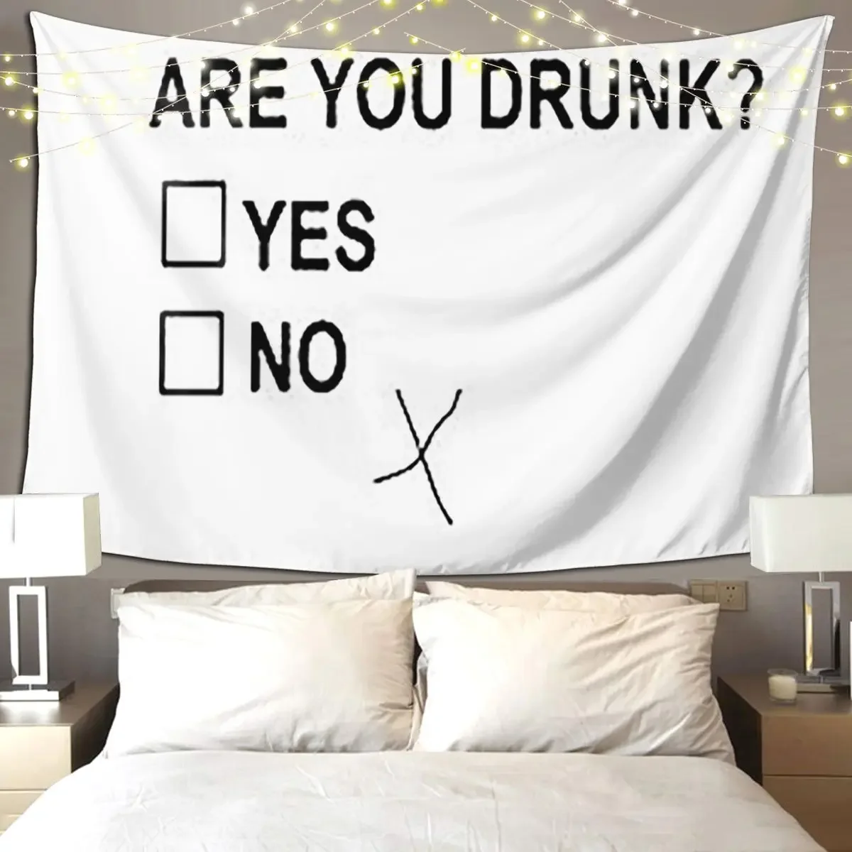 Are You Drunk Yes No Checkbox Party Fun Tapestry Art Wall Hanging Aesthetic Home Decor Tapestries for Room Bedroom Dorm Room