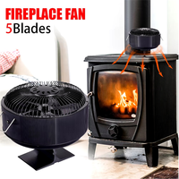 5 Blades Heat Powered Stove Fan Standing Log/Wood/Pellet Burner Efficient Heat Distribution Quiet Home Fireplace Fan-Hot