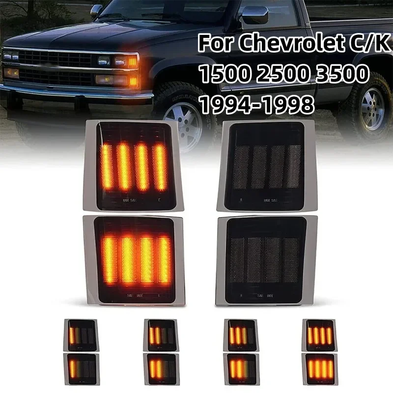 

4Pcs LED Front Corner Side Marker Light Side Marker Turn Signal Lights for Chevrolet C/K 1500 2500 3500 1994-1998