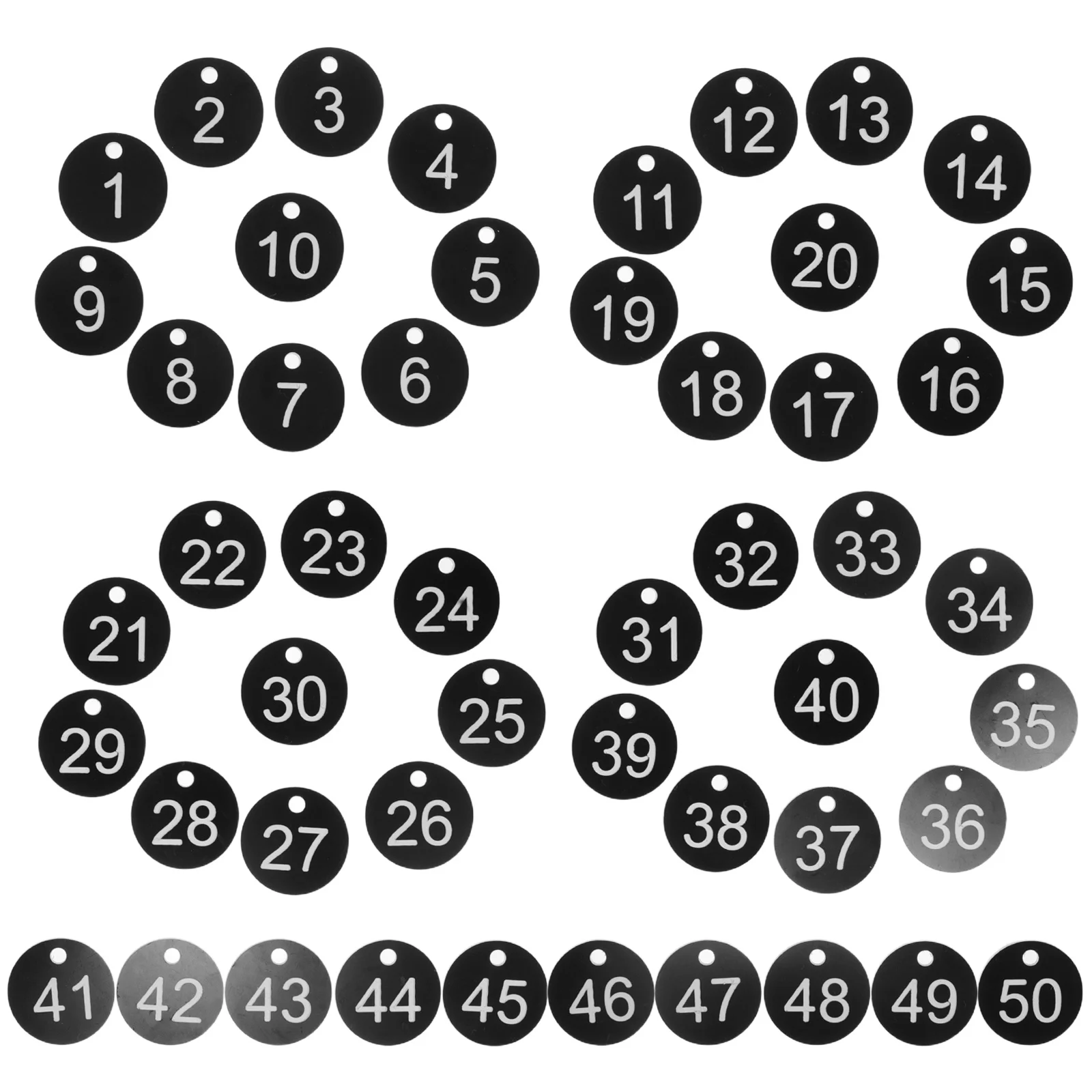 50 قطعة مفتاح التخزين 1-50 بطاقات الأرقام البلاستيكية مع ثقوب قابلة لإعادة الاستخدام تسميات معرف مقاوم للماء لصالة الأمتعة منظمة مجلد العلامات