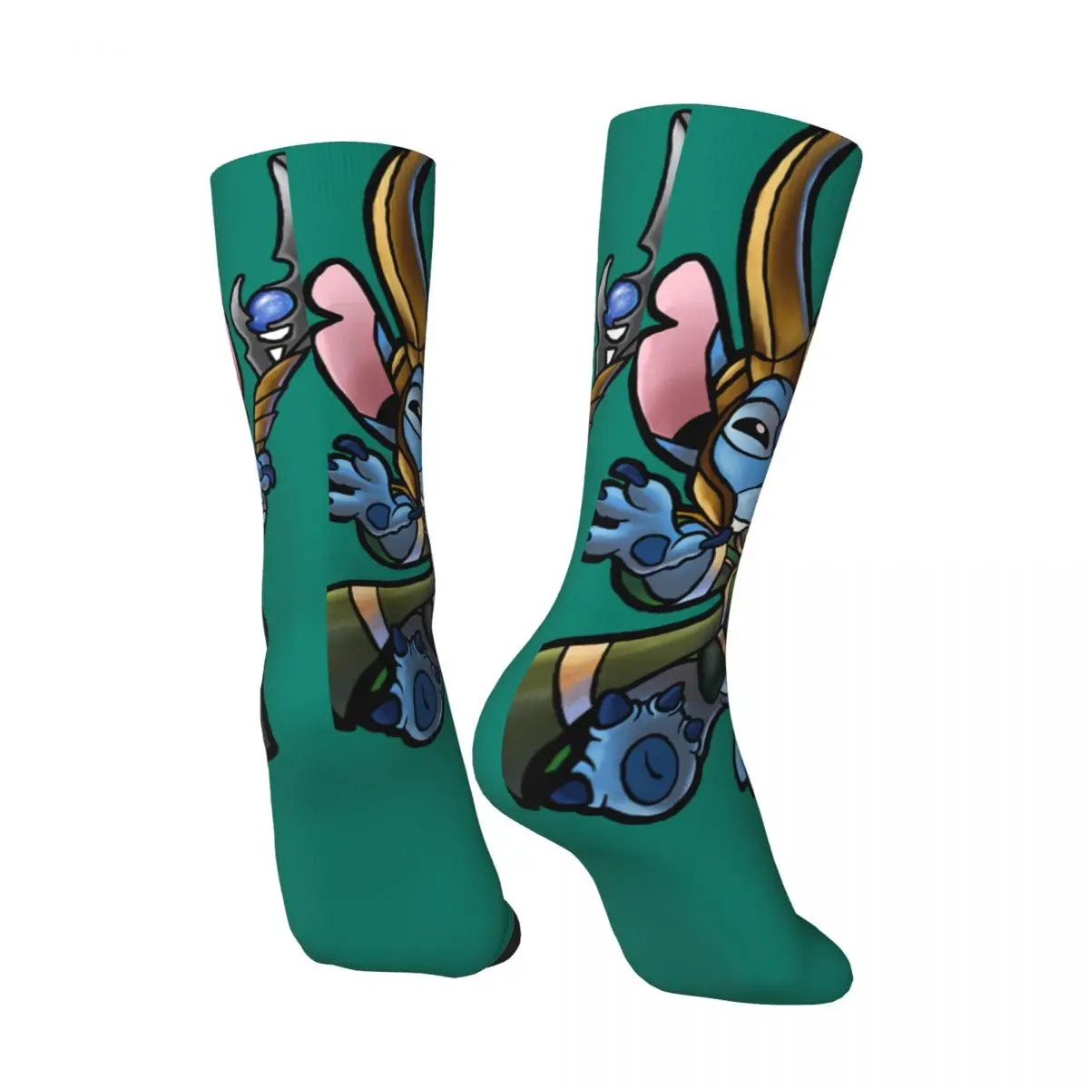 Crazy compression God Of Mischief Sock for Men Harajuku Disney Lilo & Stitch Film Quality Pattern Crew Sock Novelty