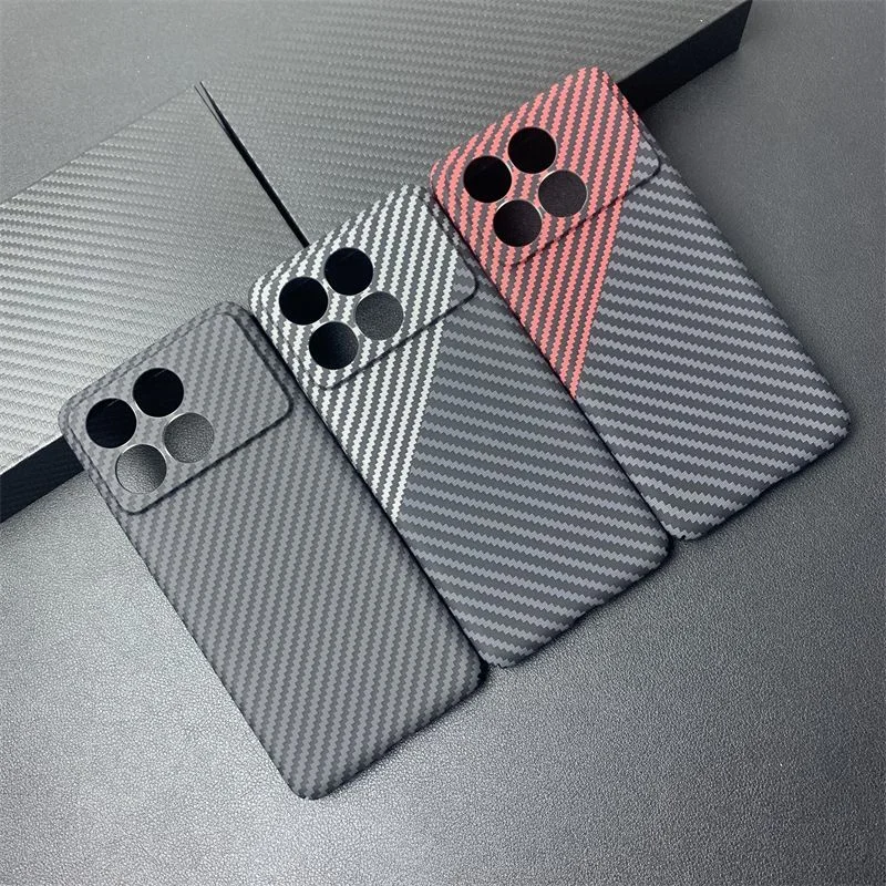 Case For POCO F6 X6 Pro Redmi Note 13 Pro 5G Carbon Fiber Stripe PC Back Cover For Redmi Note13 Pro Plus Bumper Funda