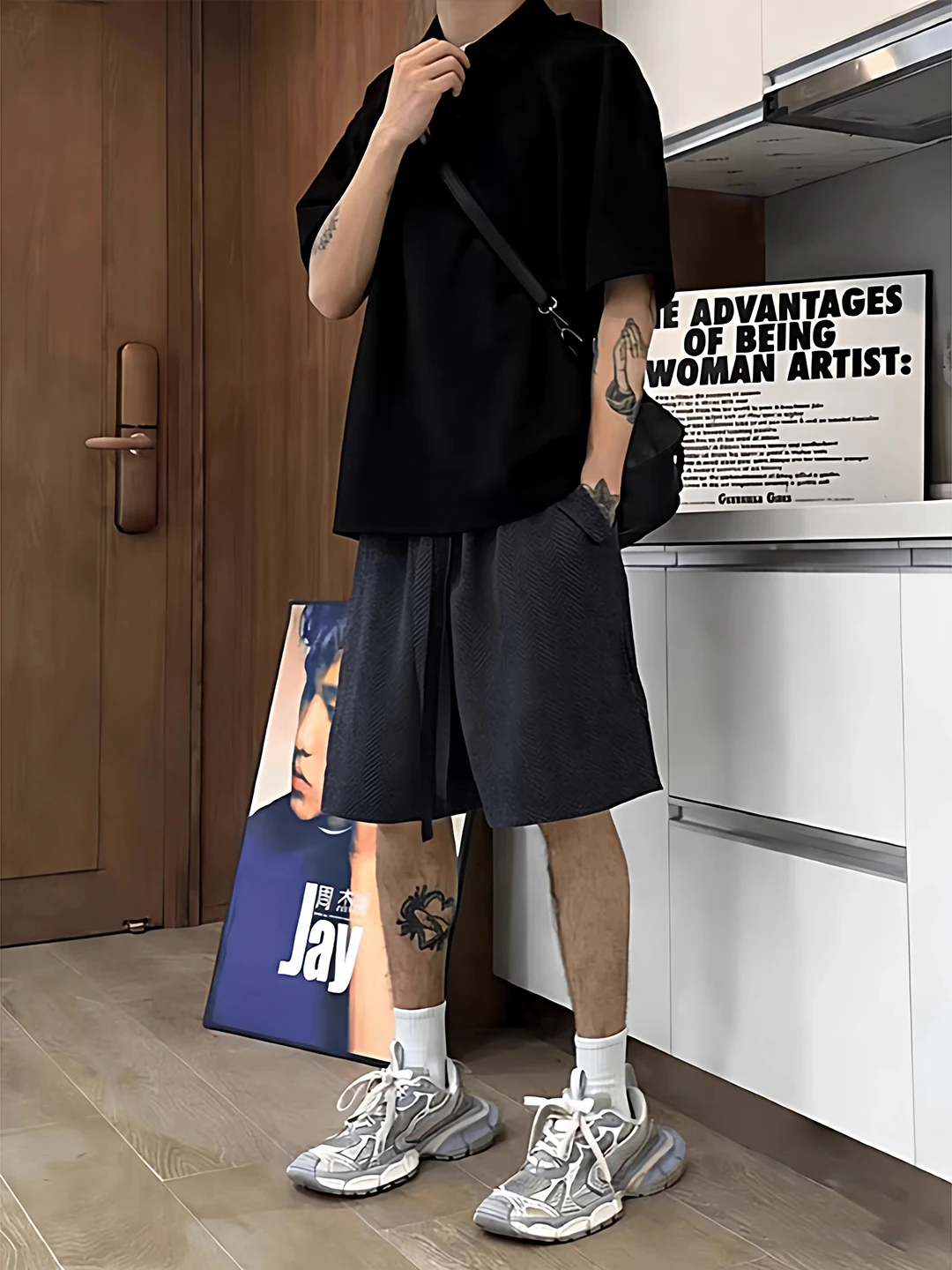 

Мужские летние шорты Deep ey American Sle с зигзагообразным узором, свободные, прямого кроя, средней длины, повседневные, для активного отдыха, пятиточечные.