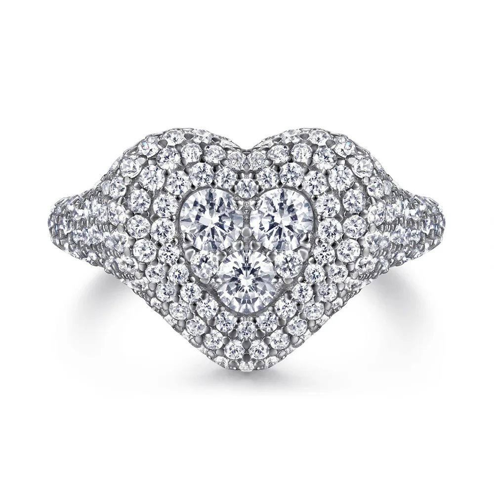 

Heart shaped full diamond ring s925 pure silver plated 18K gold PT950 platinum heart shaped micro inlaid gemstone bracelet