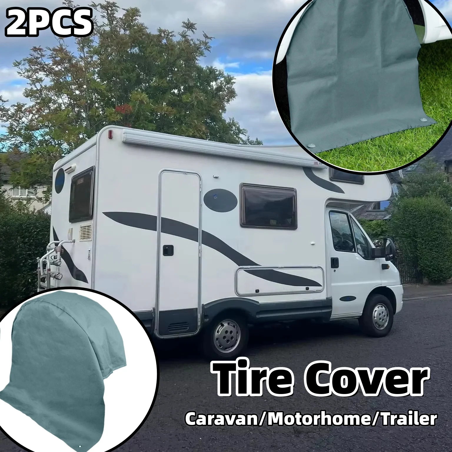 

2Pcs RV Wheel Cover Tire Cover External Protective Accessories 65cm/78cm For Caravan Motorhome Trailer Camping