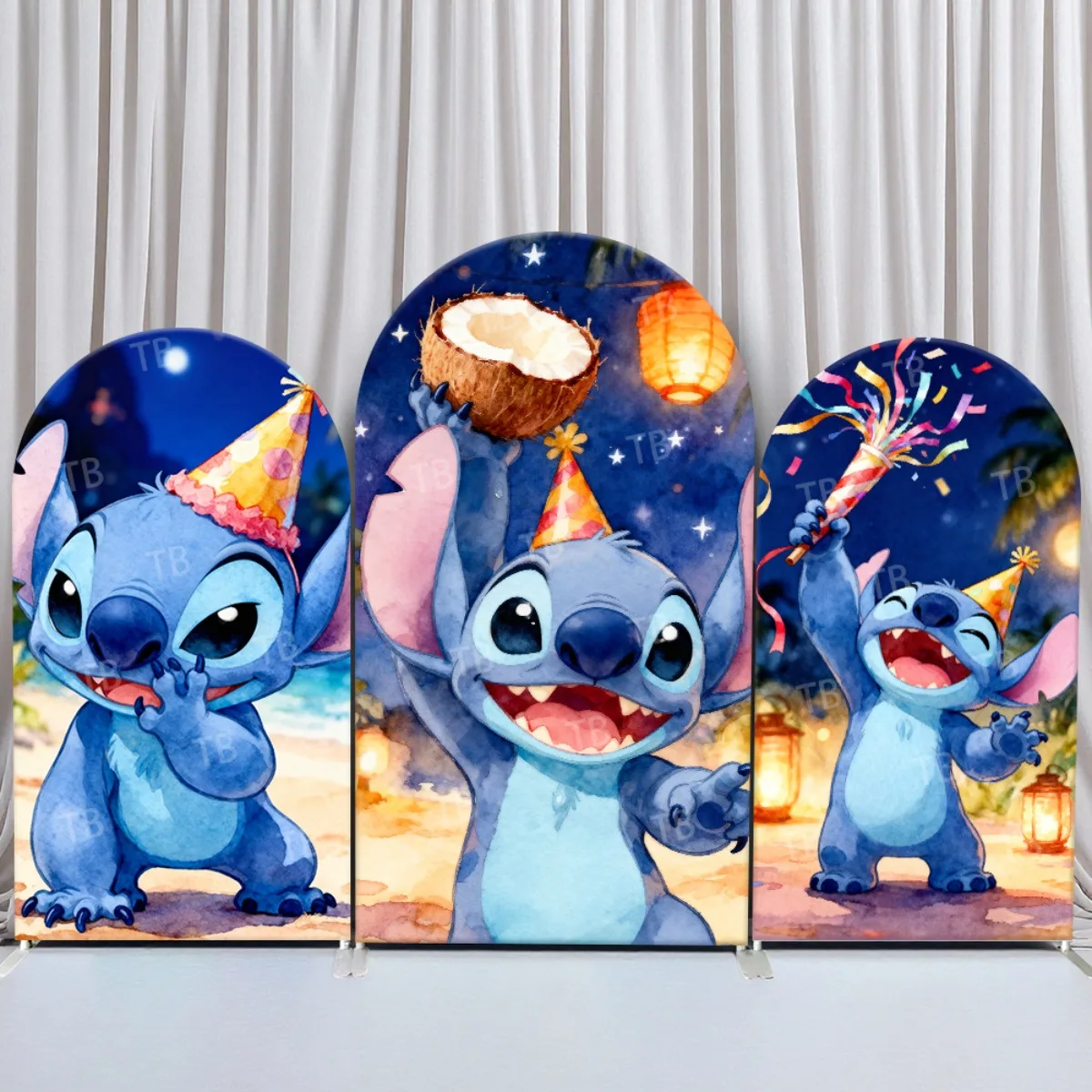 

Stitch Theme Arch Backdrop Cover for Baby Shower Kids Birthday Party Decoration Photography Background Wall Elastic Fabric Props